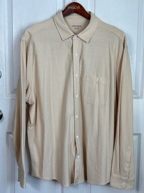 Untuckit Branham Tan Long-Sleeve Button-Down Polo Shirt Size XXXL 3XL Cotton